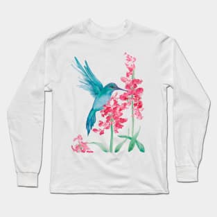 Charming Blue Hummingbird Long Sleeve T-Shirt